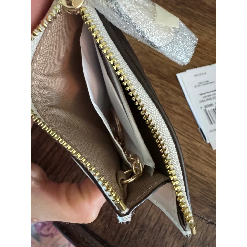 Coach Mini Skinny ID Case Celestial Star Print White Leather Wallet CC974B